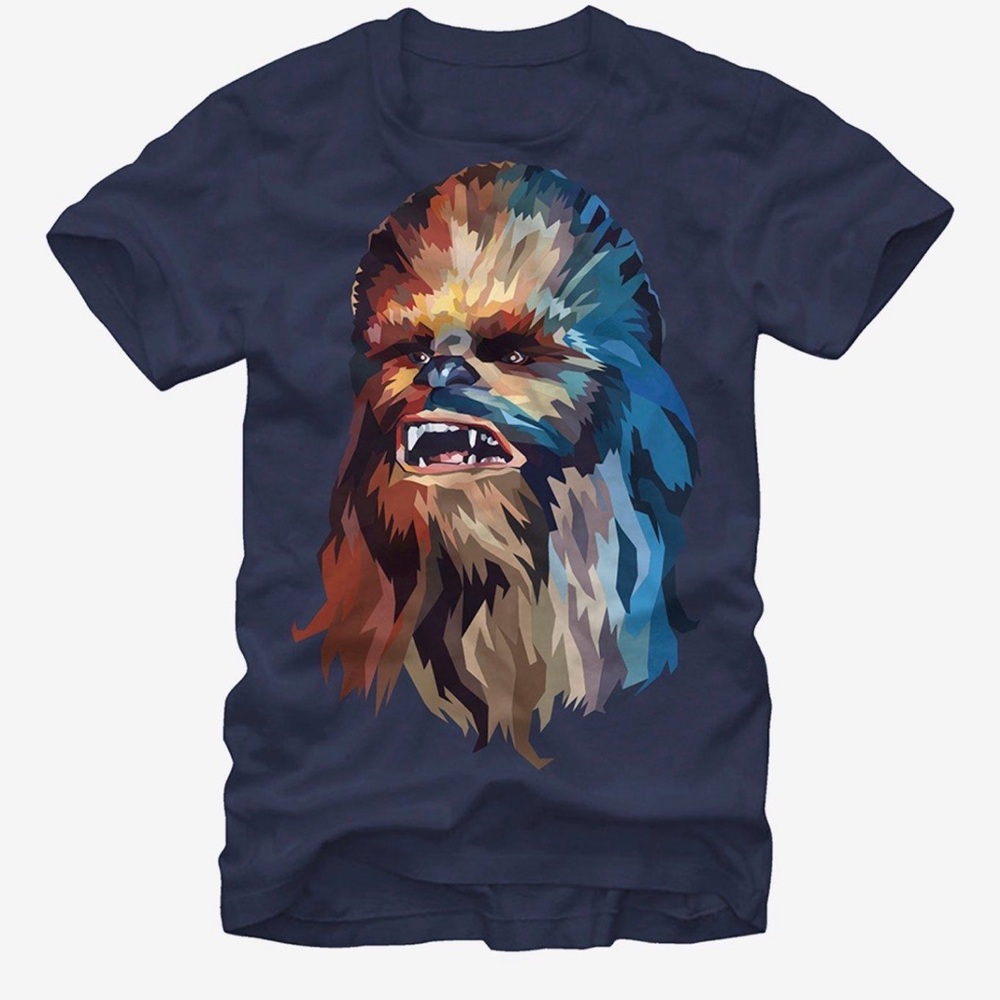 Star Wars Chewbacca Geometric Polygon Art Graphic Tee Mens M Blue‎ Chewy G Lucas
